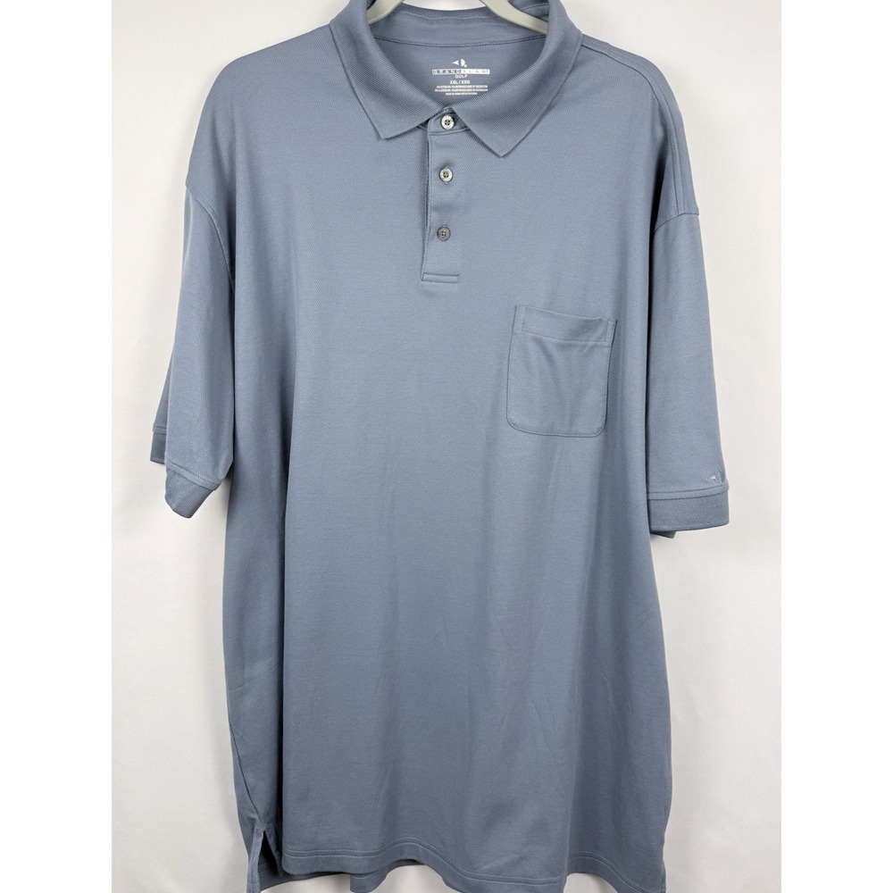 Grand Slam Golf Polo Men XXL Blue Gray Pocket Short Sleeve Cotton Blend
